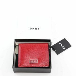 DKNY Gigi Flat Wallet Red Patent Flap Over Snap Me